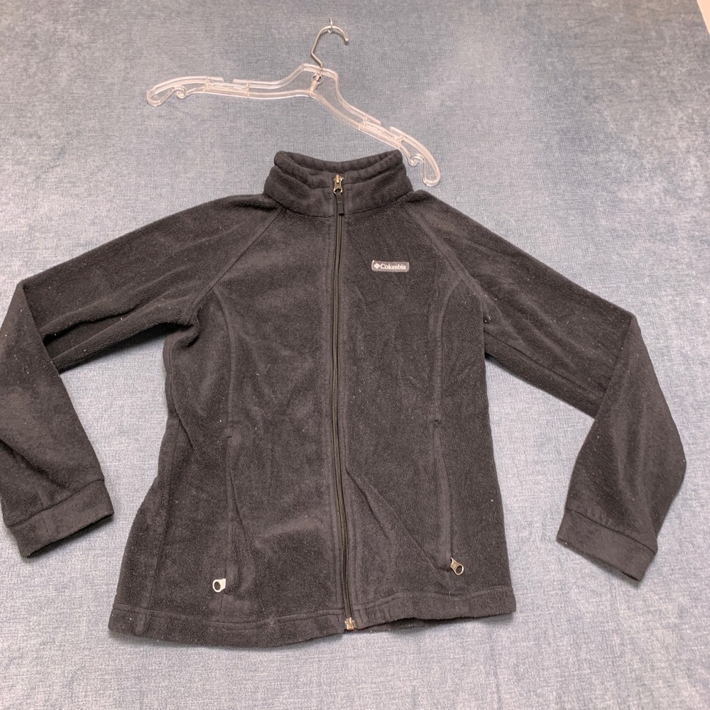 Columbia Sportswear‎ Company Fleece Jacket Girls Large Black Full Zip Mock Neck